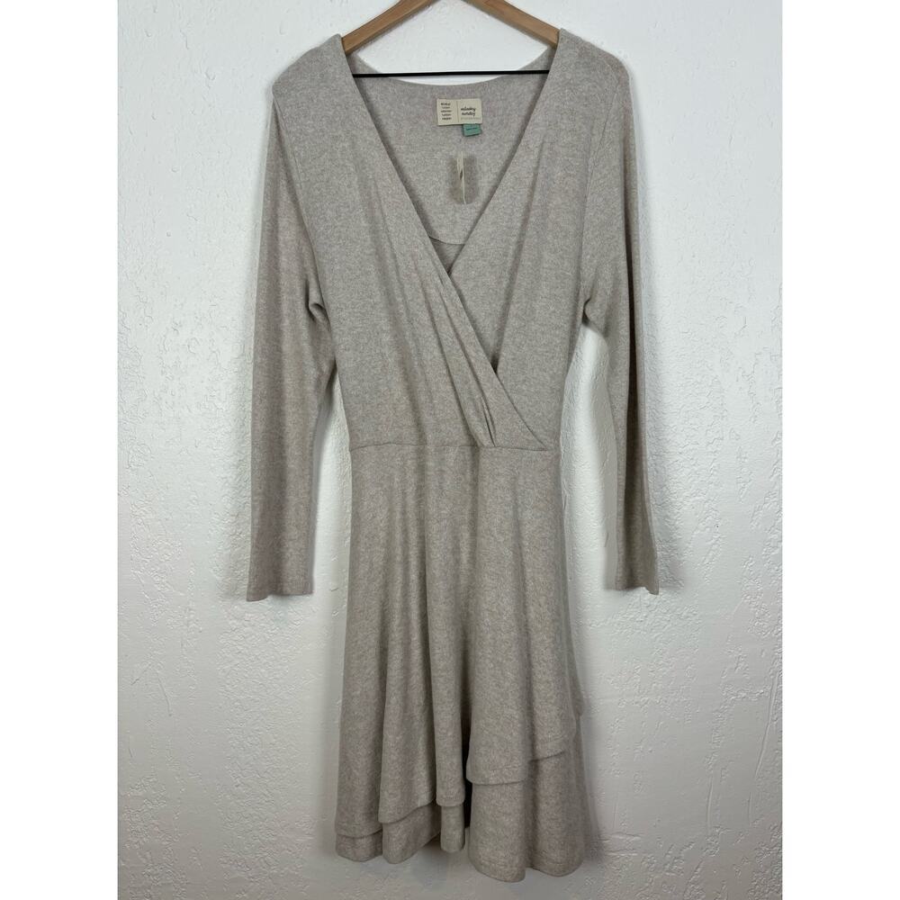 Anthropologie Saturday Sunday Cloud Fleece Faux Wrap Sweater Dress NWT Large